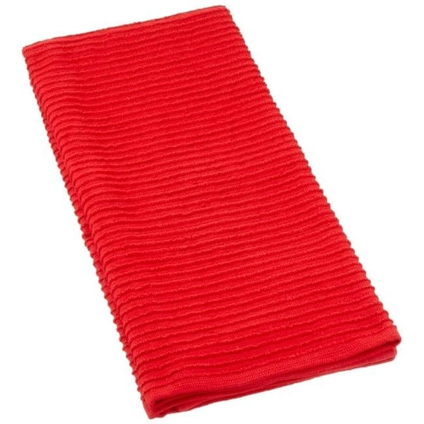 Mukitchen MuKitchen 6615-1526 18 by 28in. Ruby; Ridged Texture 100 Percent Cotton Dishtowel - Case Pack of 4 - 6615-1526