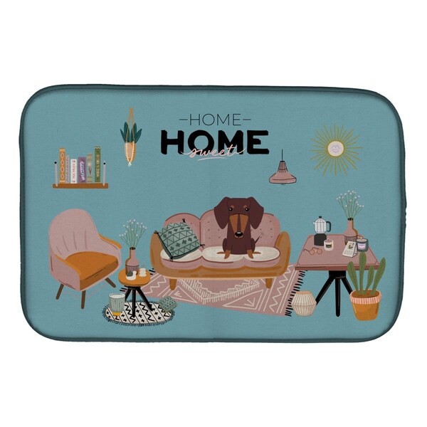 Carolines Treasures 14 x 21 in. Chocolate Dachshund Sweet Home Dish Drying Mat - CK7976DDM