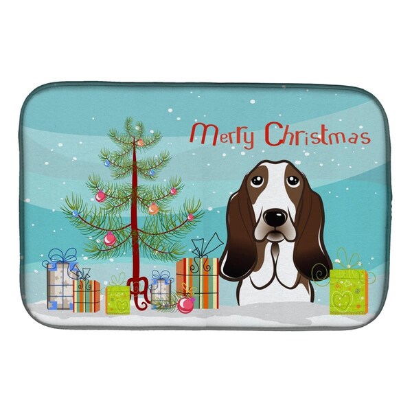 Carolines Treasures Christmas Tree & Basset Hound Dish Drying Mat - BB1615DDM