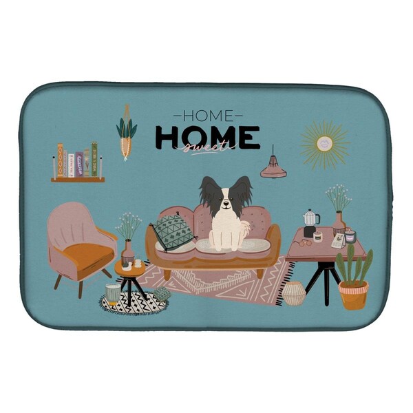 Carolines Treasures 14 x 21 in. Black White Papillon Sweet Home Dish Drying Mat - CK7921DDM