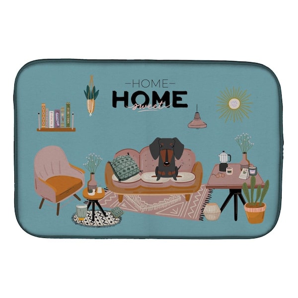 Carolines Treasures 14 x 21 in. Black Tan Dachshund Sweet Home Dish Drying Mat - CK7977DDM