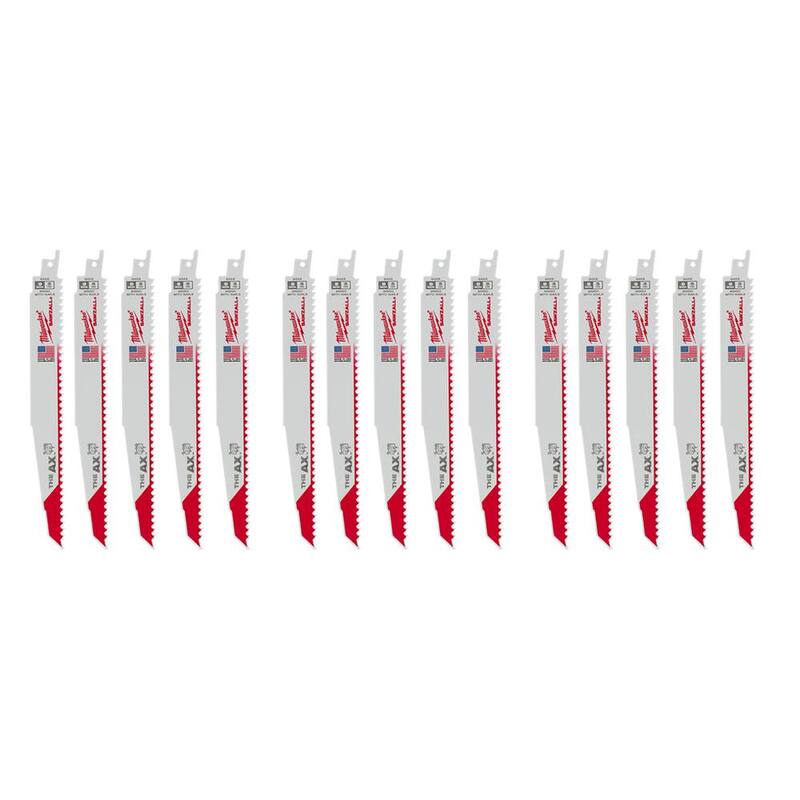 Milwaukee 9 pulgadas, 5 TPI AX BiMetal para madera con clavos, hojas para sierra reciprocante SAWZALL (paquete de 15) - 48-00-5026S-48-00-5026S-48-00-5026S