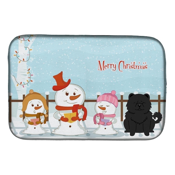 Carolines Treasures Merry Christmas Carolers Chow Chow Black Dish Drying Mat - BB2474DDM
