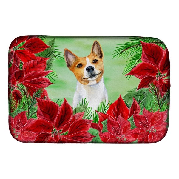 Carolines Treasures Basenji Poinsettas Dish Drying Mat - CK1340DDM