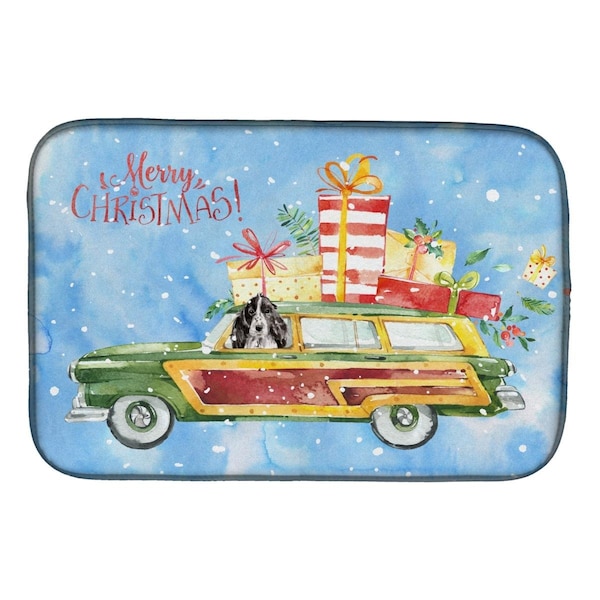 Carolines Treasures Merry Christmas Black Parti Cocker Spaniel Dish Drying Mat - CK2450DDM