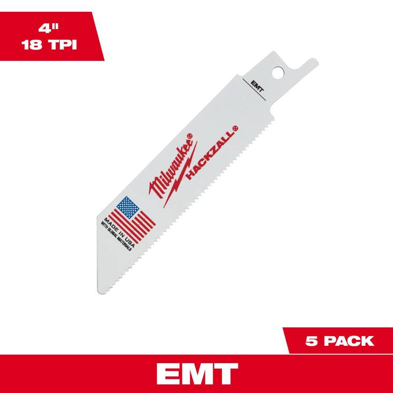 Milwaukee 4 pulg. 14 TPI Hoja de sierra reciproca de corte EMT HACKZALL (paquete de 5) - 49-00-5418