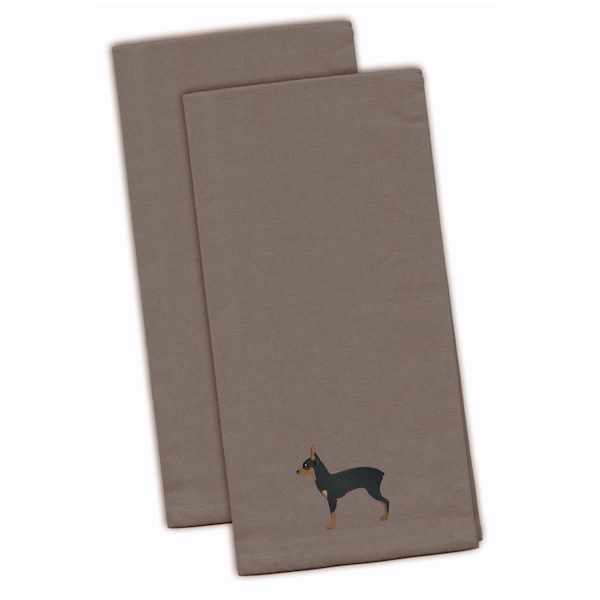Carolines Treasures Toy Fox Terrier Gray Embroidered Kitchen Towel - BB3387GYTWE
