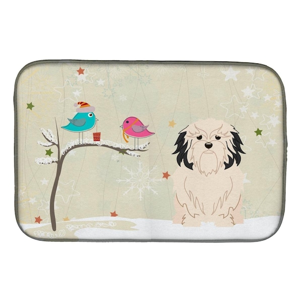Carolines Treasures Christmas Presents Between Friends Lowchen Dish Drying Mat - BB2491DDM