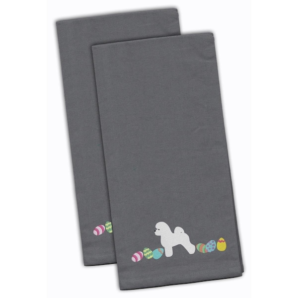 Carolines Treasures Bichon Frise Easter Gray Embroidered Kitchen Towel - CK1609GYTWE