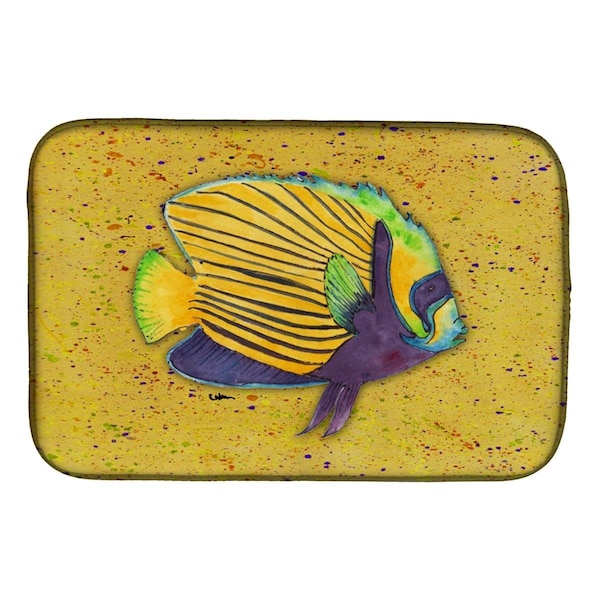 Carolines Treasures Tropical Fish on Mustard Dish Drying Mat - 8577DDM