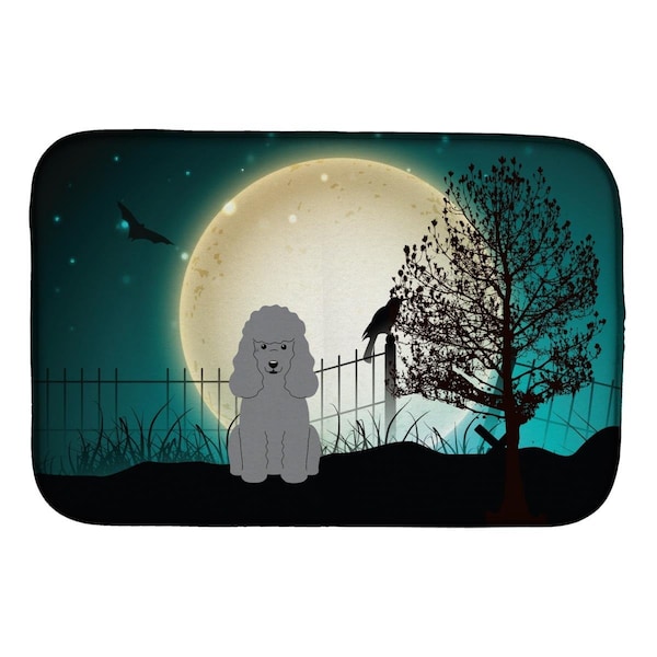 Carolines Treasures Halloween Scary Poodle Silver Dish Drying Mat - BB2258DDM
