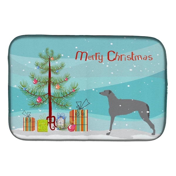 Carolines Treasures Scottish Deerhound Merry Christmas Tree Dish Drying Mat - BB2914DDM