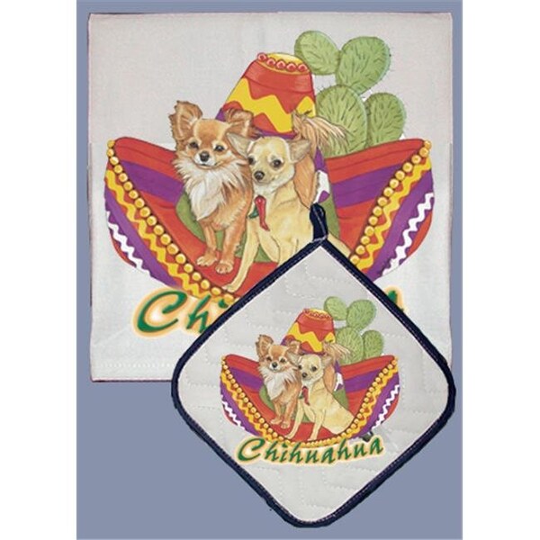 Pipsqueak Productions Pipsqueak Productions DP934 Dish Towel and Pot Holder Set - Chihuahua - DP934