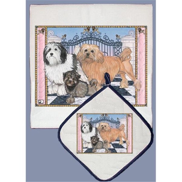 Pipsqueak Productions Pipsqueak Productions DP494 Dish Towel and Pot Holder Set - Lowchen - DP494