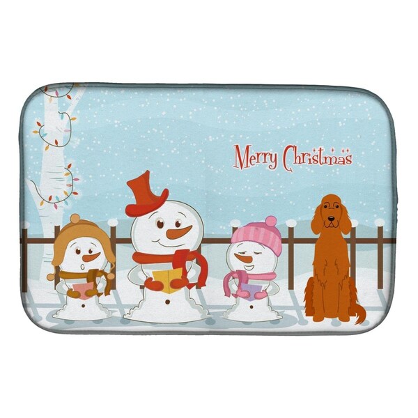 Carolines Treasures Merry Christmas Carolers Irish Setter Dish Drying Mat - BB2395DDM