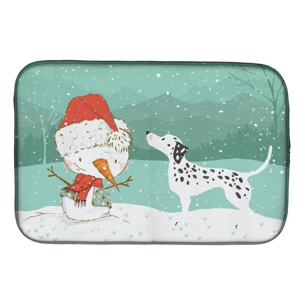 Carolines Treasures Dalmatian & Snowman Christmas Dish Drying Mat - CK2037DDM