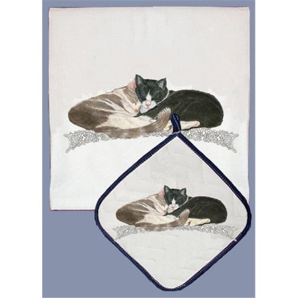 Pipsqueak Productions Pipsqueak Productions DP587 Cat Dish Towel And Pot Holder Set - DP587