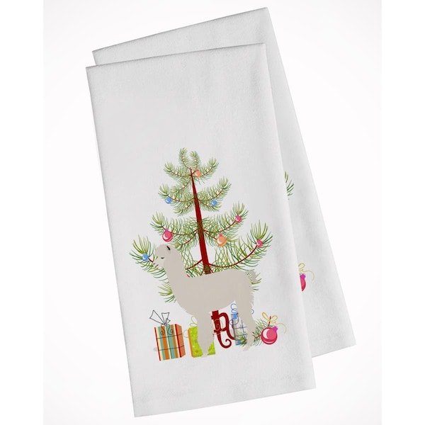 Carolines Treasures Alpaca Christmas White Kitchen Towel, 2PK - BB9286WTKT