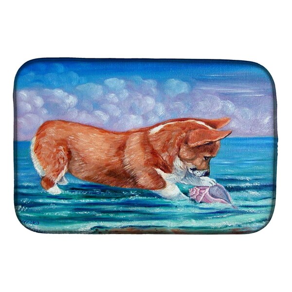 Carolines Treasures Corgi Sea Shell Find Dish Drying Mat - 7407DDM
