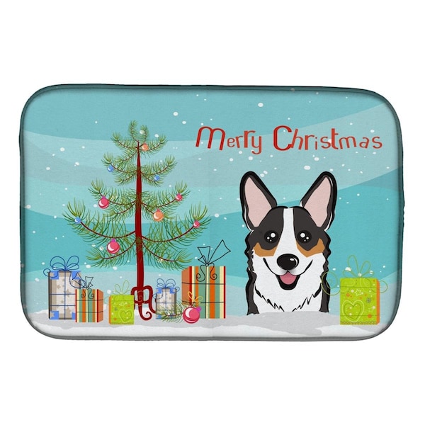 Carolines Treasures Christmas Tree & Tricolor Corgi Dish Drying Mat - BB1627DDM