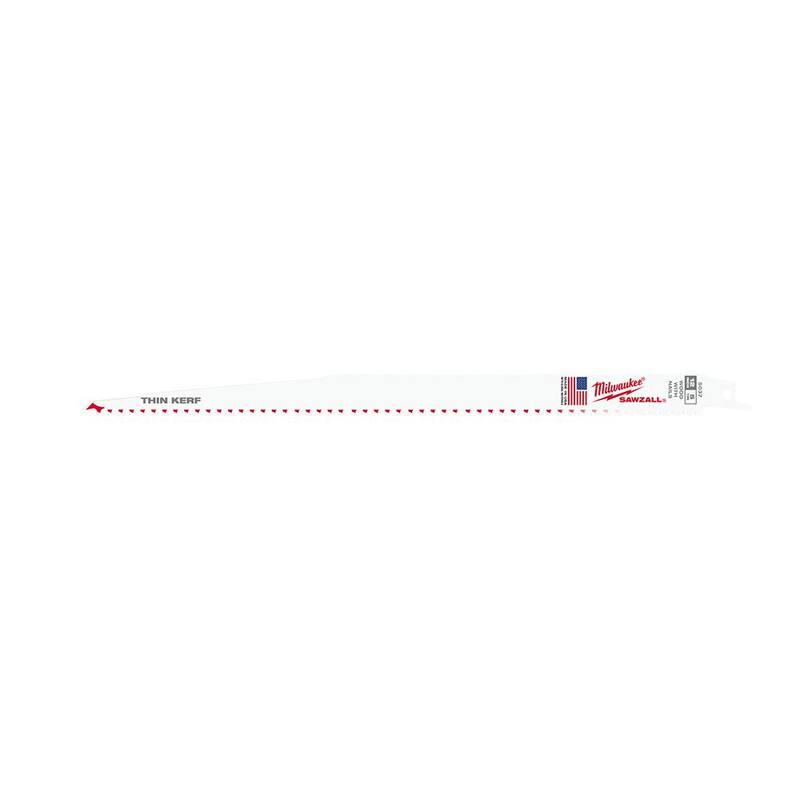 Cuchillas de sierra reciproca Milwaukee de 12 pulgadas y 5 TPI para corte de madera (paquete de 25) - 48-00-5037-25X