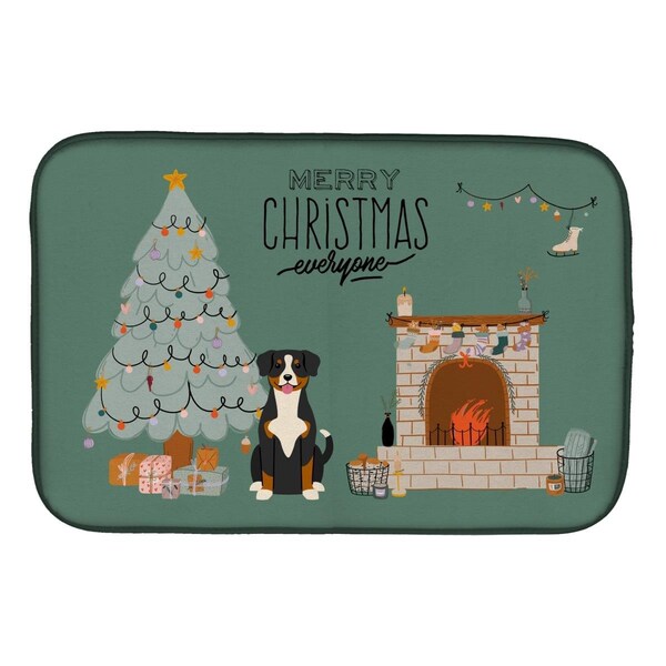 Carolines Treasures 14 x 21 in. Entlebucher Christmas Everyone Dish Drying Mat - CK7601DDM