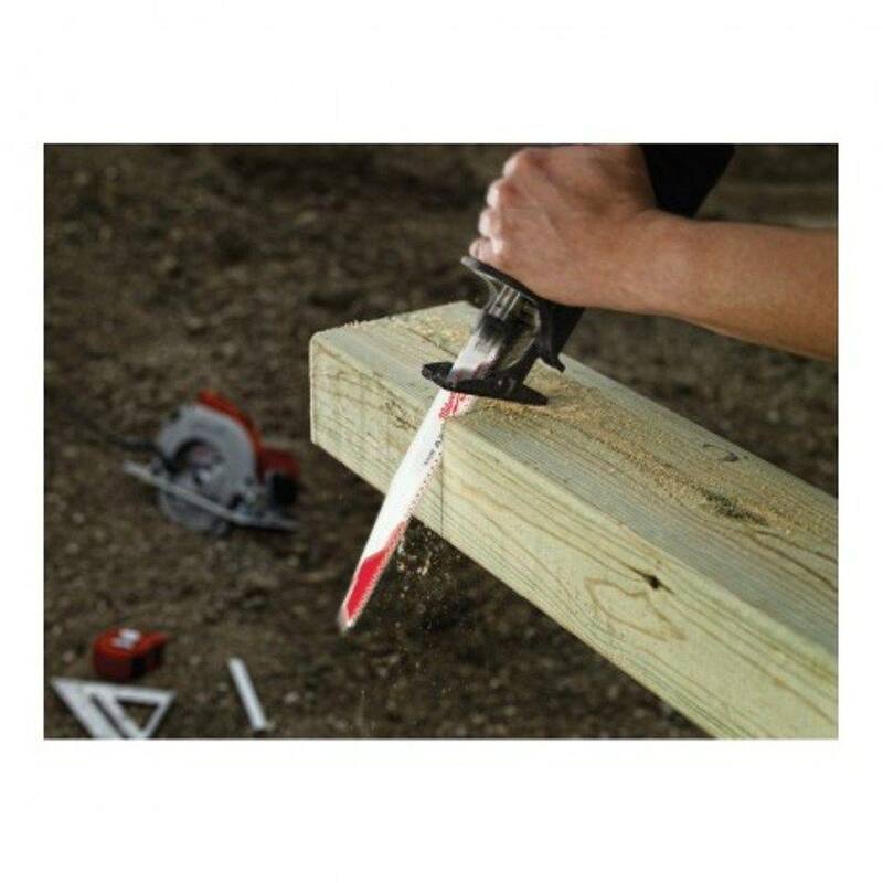 Milwaukee 9 pulgadas 5 dientes por pulgada cuchillas de sierra recíproca bimetálicas para cortar madera con clavos incrustados con hoja de carburo de 9 pulgadas (paquete de 6) - 48-00-5026T