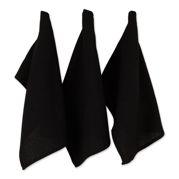 Fastfood Black Recycled Cotton Waffle Dishtowel Set - FA2568206