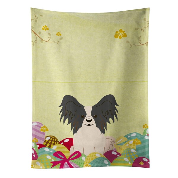 Carolines Treasures Easter Eggs Papillon Black & White Kitchen Towel - BB6076KTWL
