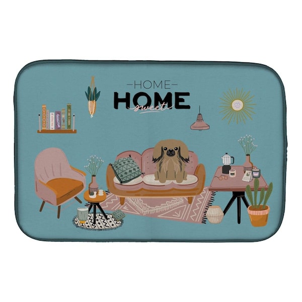Carolines Treasures 14 x 21 in. Tan Pekingese Sweet Home Dish Drying Mat - CK7947DDM