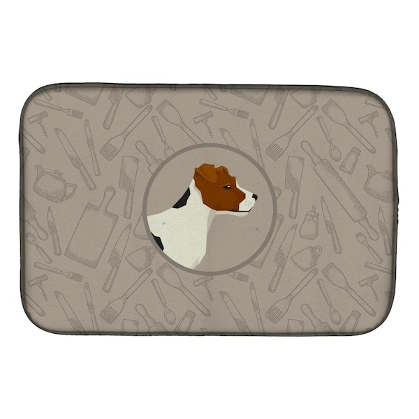 Carolines Treasures Jack Russell Terrier in the Kitchen Dish Drying Mat - CK2194DDM