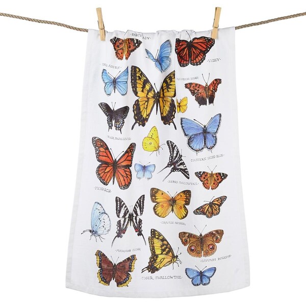Peking Handicraft 18 x 25 in. Field Guide Butterflies Flour Kitchen Towel, 4PK - 04SER531WC