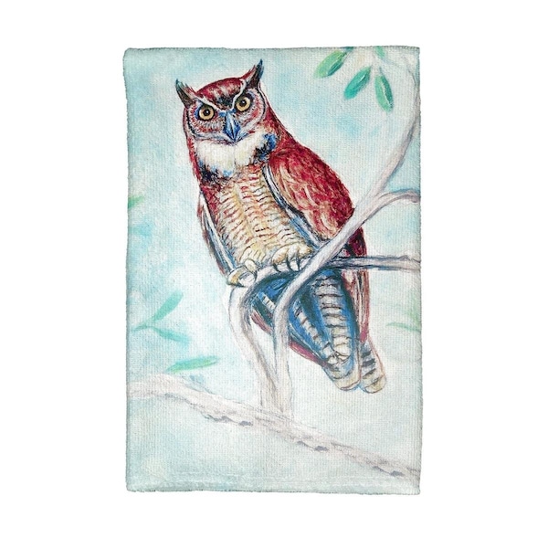 Betsy Drake Betsy Drake KT732 Owl in Teal Kitchen Towel - KT732