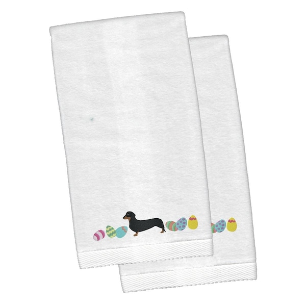 Carolines Treasures Dachshund Easter White Embroidered Plush Hand Towel - CK1631KTEMB