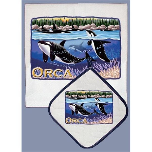 Pipsqueak Productions Pipsqueak Productions DP801 Orca Dish Towel And Pot Holder Set - DP801