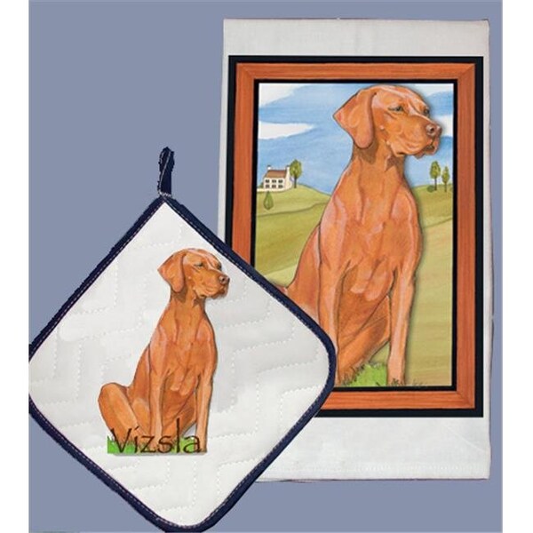 Pipsqueak Productions Pipsqueak Productions DP881 Dish Towel and Pot Holder Set - Vizsla - DP881