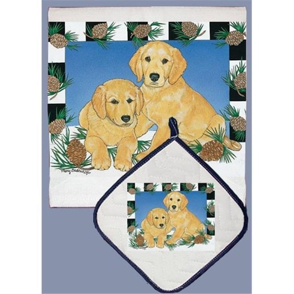 Pipsqueak Productions Pipsqueak Productions DP863 Golden Retriever Dish Towel And Pot Holder Set - DP863
