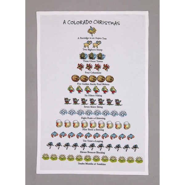 Peking Handicraft 18 x 26 in. Twelve Days of Colorado Lovers Christmas Flour Sack Kitchen Dish Towel, 6PK - 04DP28WC