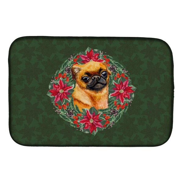 Carolines Treasures Small Brabant Griffon Poinsetta Wreath Dish Drying Mat - CK1533DDM