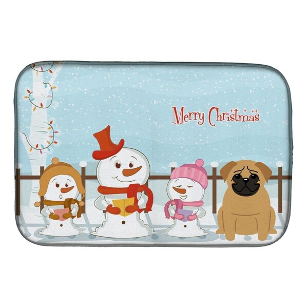 Carolines Treasures Merry Christmas Carolers Pug Brown Dish Drying Mat - BB2338DDM