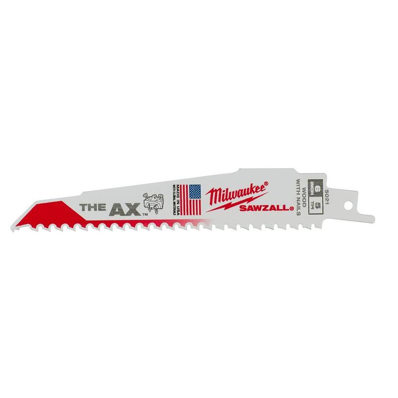 Milwaukee 6 pulgadas. 5 dientes por pulgada. Hojas de sierra recíproca para SAWZALL de corte de madera incrustada con clavos AX (paquete de 5) - 48-00-5021