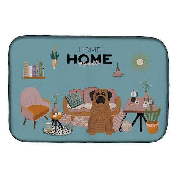 Carolines Treasures 14 x 21 in. Brindle Mastiff Sweet Home Dish Drying Mat - CK7860DDM