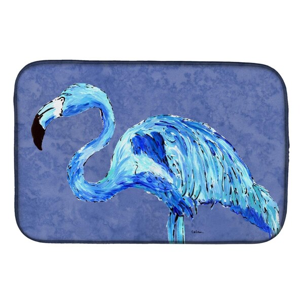 Carolines Treasures Flamingo On Slate Blue Dish Drying Mat - 8873DDM