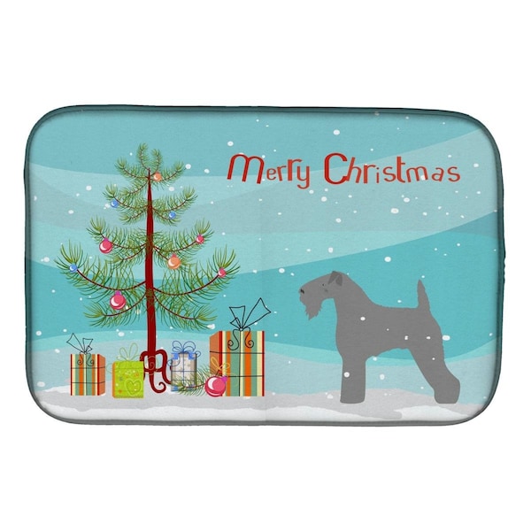 Carolines Treasures Kerry Blue Terrier Merry Christmas Tree Dish Drying Mat - BB2910DDM