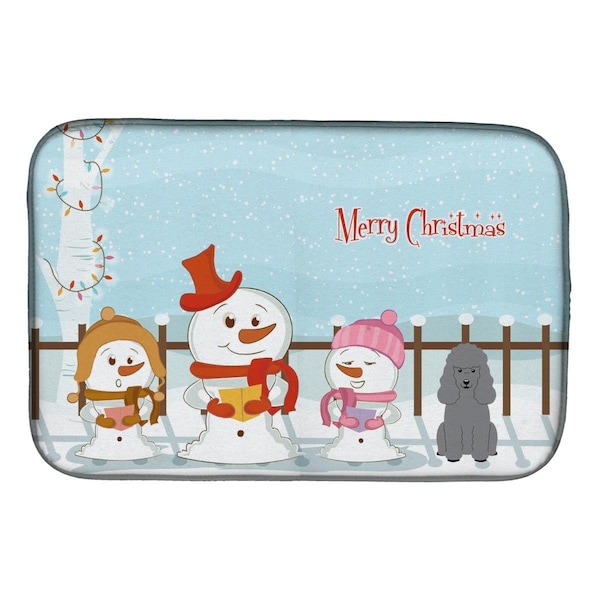 Carolines Treasures Merry Christmas Carolers Poodle Silver Dish Drying Mat - BB2399DDM