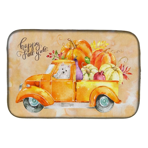 Carolines Treasures Fall Harvest Westie Dish Drying Mat - CK2653DDM