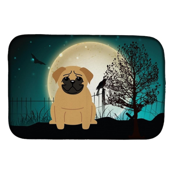 Carolines Treasures Halloween Scary Pug Brown Dish Drying Mat - BB2197DDM