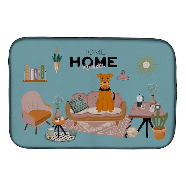 Carolines Treasures 14 x 21 in. Airedale Sweet Home Dish Drying Mat - CK7886DDM