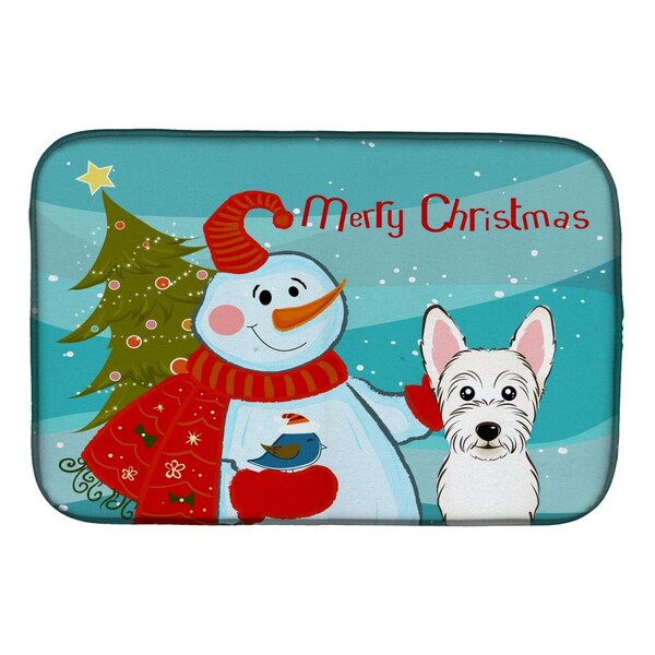 Carolines Treasures Snowman With Westie Dish Drying Mat - BB1846DDM