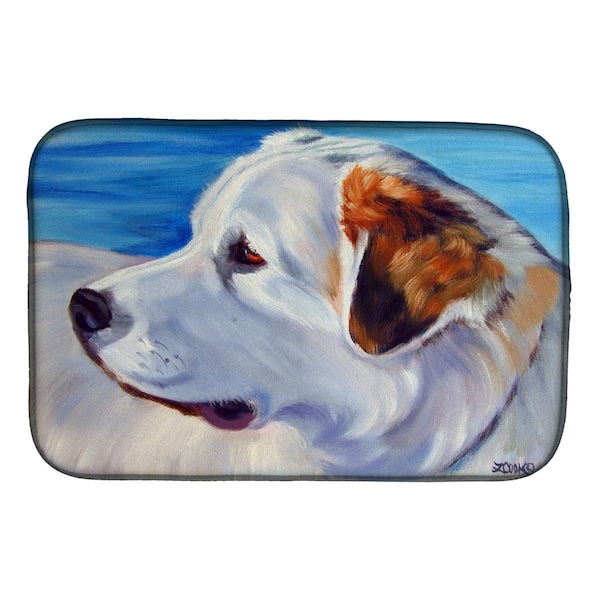 Carolines Treasures Great Pyrenees at the Beach Dish Drying Mat - 7417DDM